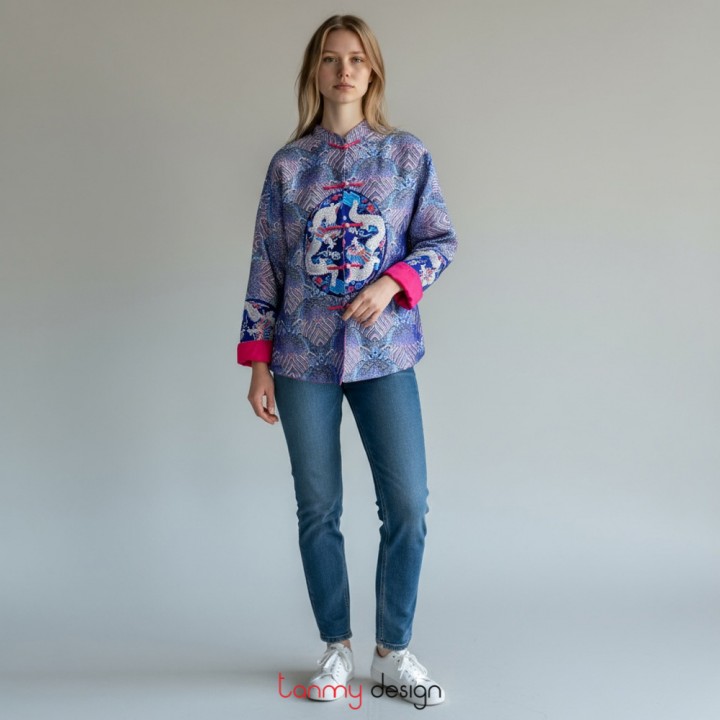 Blue dragon brocade coat